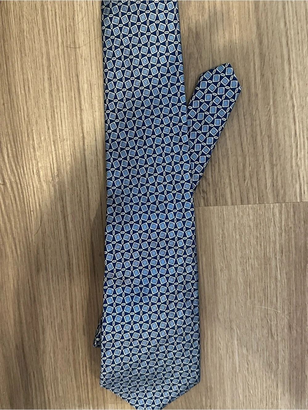 Vintage Lauren Ralph Lauren Blue Diamond Print Geometric Neck Tie Mens Vtg USA